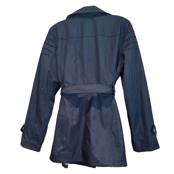 Michael Kors Belted Rain/Trench Coat, Black, Size Large, EUC - Picture 2 of 4